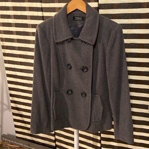 Tribal wool coat double breasted dark grey size 8